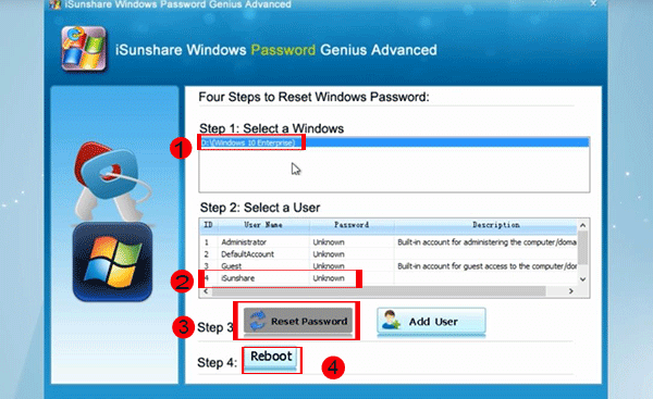 reset the windows login password