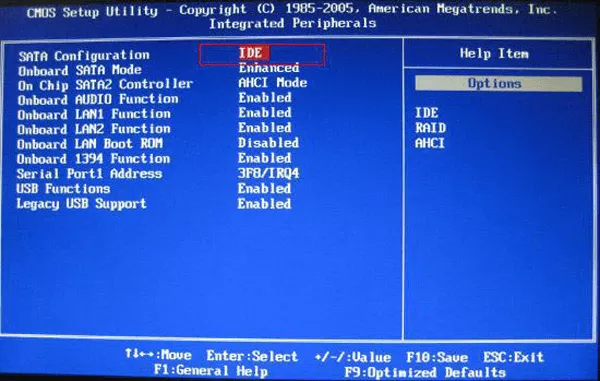 choose sata configuration