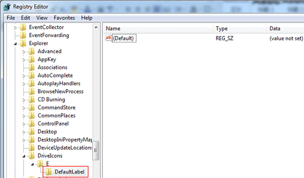 create defaultlabel in e folder