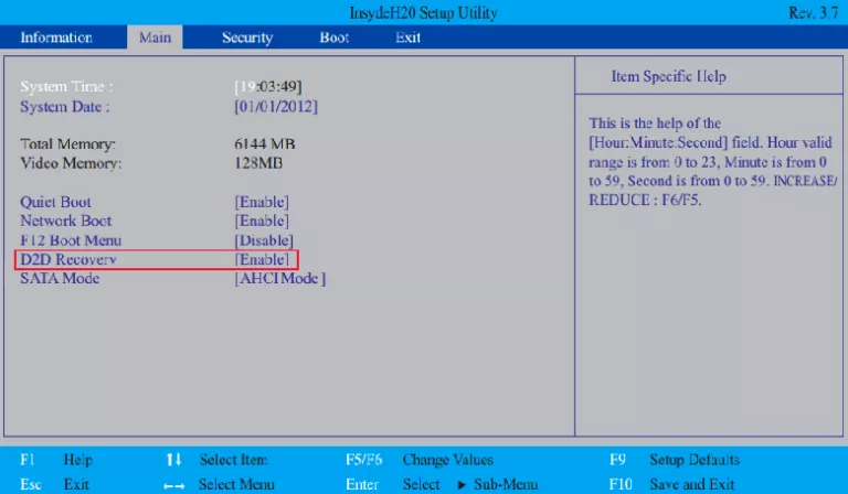 acer bios d2d recovery