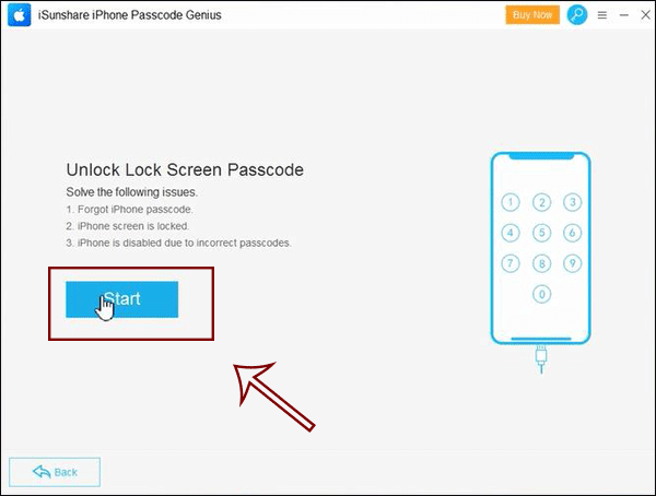 click Start to unlock iPhone