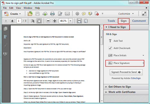 how to sign a pdf document in adobe acrobat pro