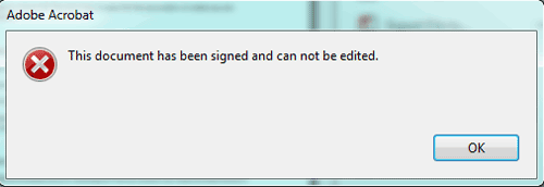 cannot edit signed PDF document