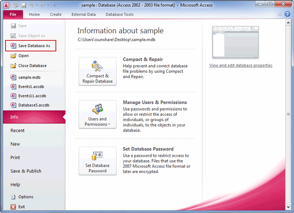 How To Set Manage Or Remove User Level Security From Mdb File In Access 10