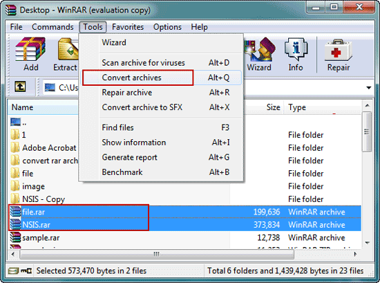 how to convert a download to winrar