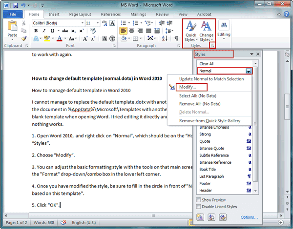 change page layout in word