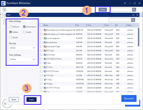 filter to find your wanted data