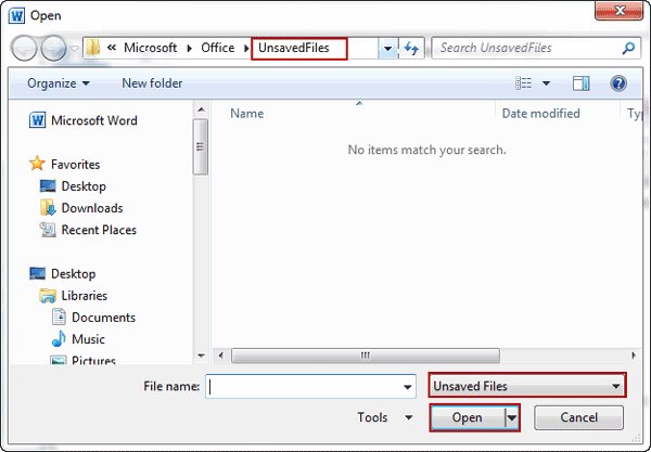 cannot find unsaved word document