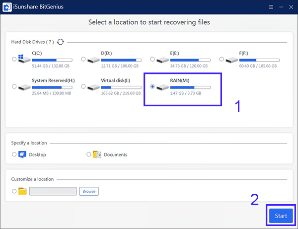 select USB flash drive to scan