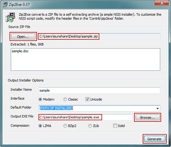 zip2exe 0.35 zip2exe 0.35
