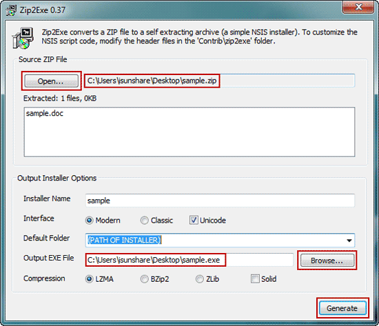 zip2exe 0.35