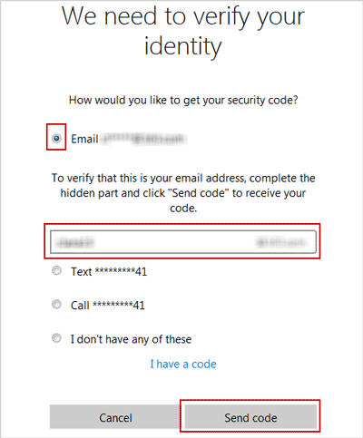 choose a way to get security code