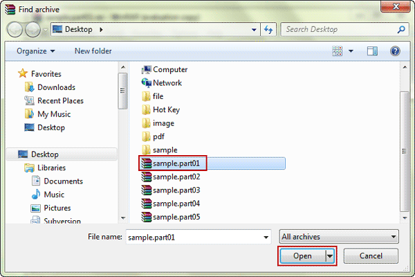 navigate to rar file directory