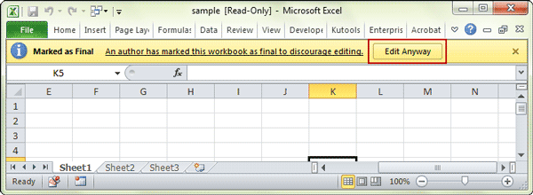 excel 2016 file is read only