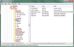 navigate to Office location in registry editor