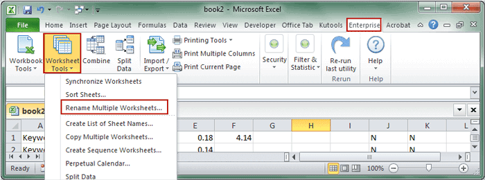 Kutools Rename Multiple Worksheets How To