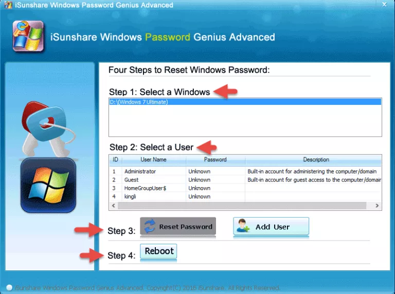 reset windows password