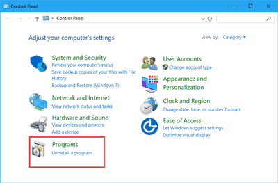 control panel programs