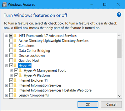 enable hyper v windows 10
