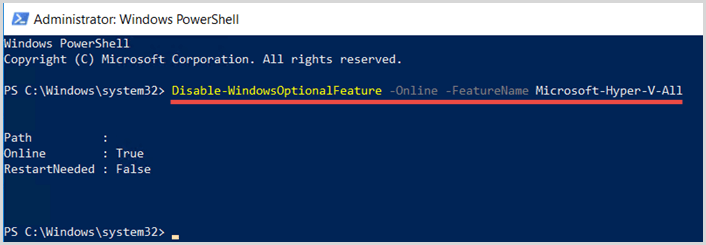 disable hyper-v powershell