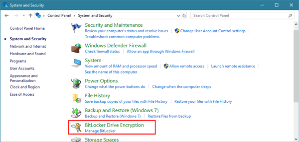 bitlocker drive encryption