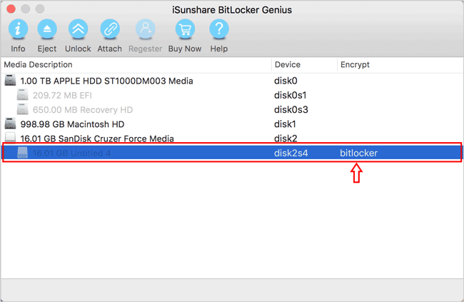 Bitlocker-Laufwerk auf dem Mac erkennen