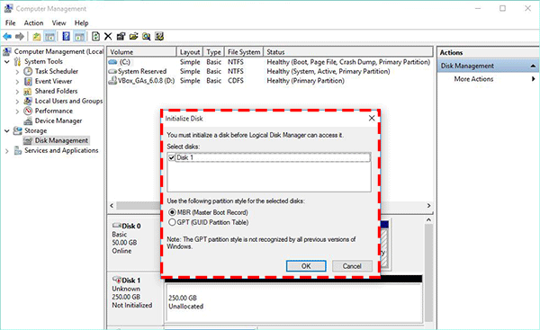 initialize disk