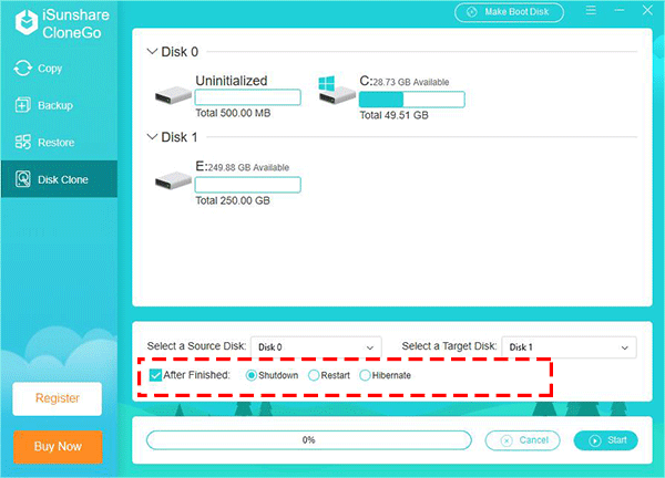 After Finished settings