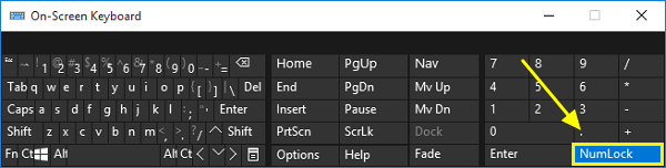 click the NumLock button