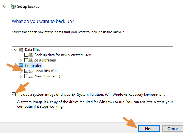 backup the Windows system disk