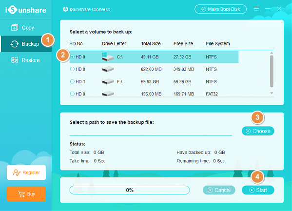 backup the Windows system with iSunshare CloneGo