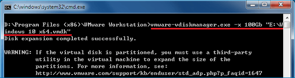 expand VMware disk in CMD