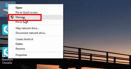 right click this pc and choose manage