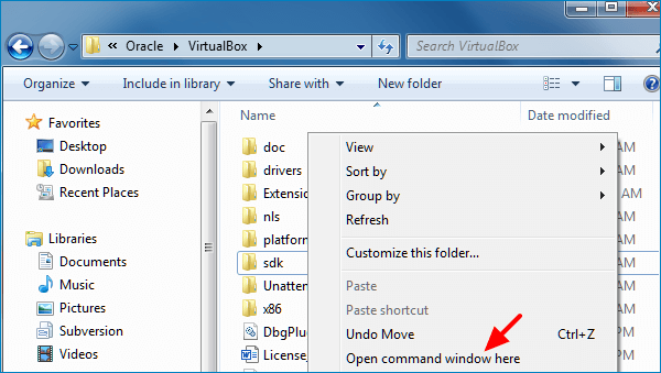 run CMD in the VirtualBox folder