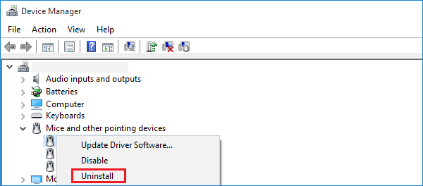 uninstall the Lenovo touchpad driver