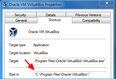 VirtualBox installation place