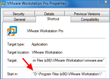 VMware installation location