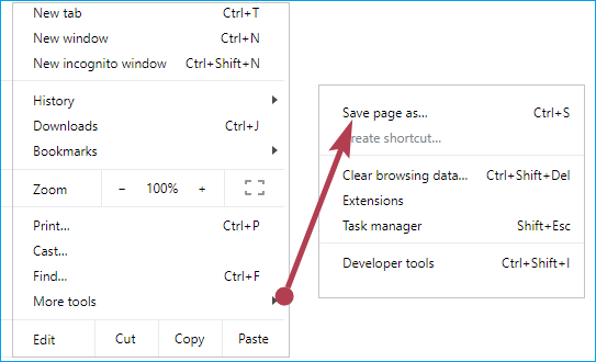 choose the Save page as option