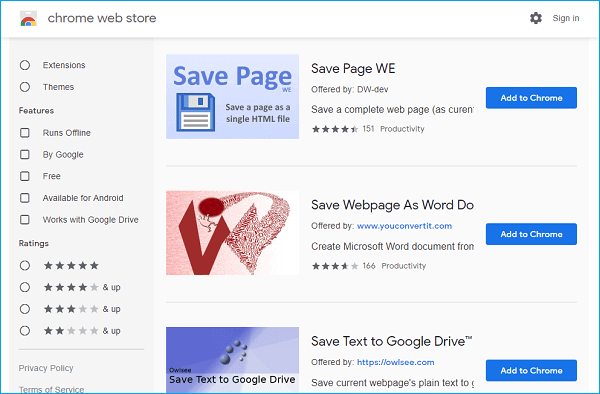 search in Chrome Web Store