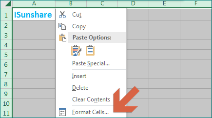 select the Format cells option
