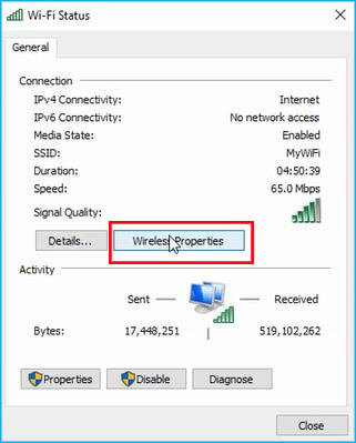 click wireless properties