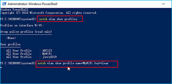 find your wifi password via windows powershell