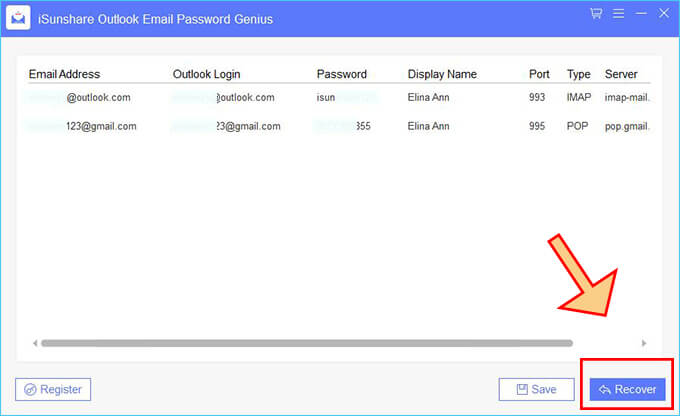 recover email password in MS Outlook