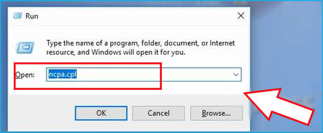 start run box and enter ncpa.cpl 