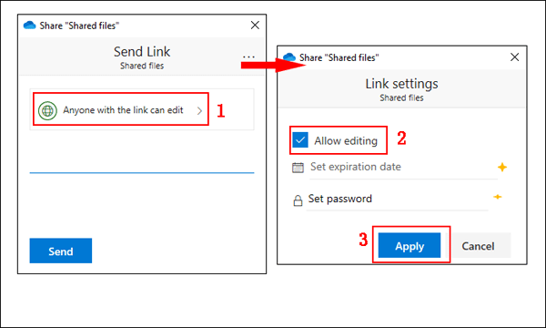 Choose the access privileges of the file/folder