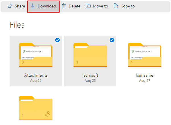 select the files to download