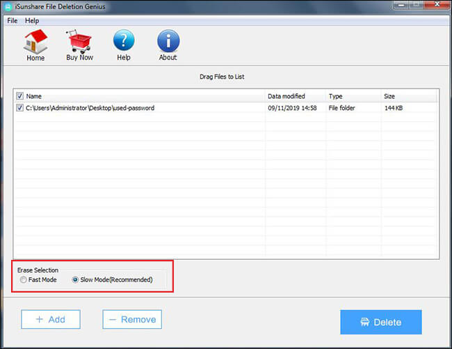 two modes for erase selection