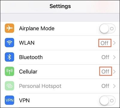 disable wifi and cellular