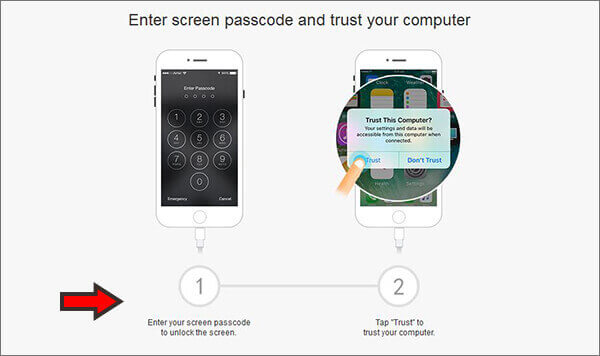 enter the screen passcode and trust your computer