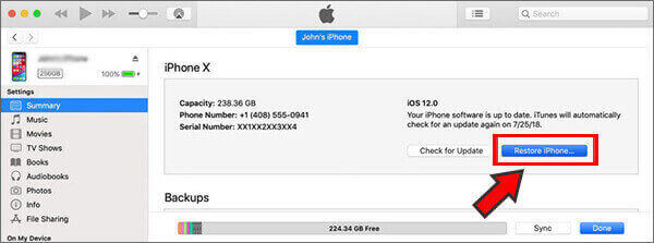 restore your iphone ios12 on itunes